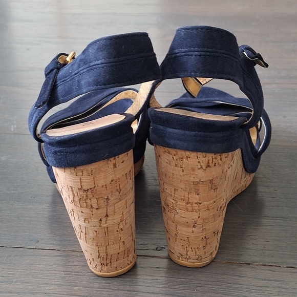 Stuart Weitzman Minky Platform Wedge Sandal Blue 9.5 EUC - Picture 8 of 16